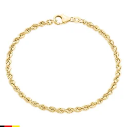 14 Karat Gold Kordelarmband mit einer Stärke von 3,3 mm BIN1156-14KGSL