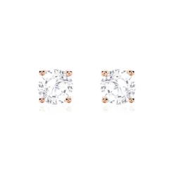 14 Karat Roségold Ohrstecker für Damen mit Weißtopasen BDE0022WT-14KRSL
