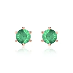 14 Karat Roségold Ohrstecker für Damen mit Smaragden BDE0028Sm-14KRSL