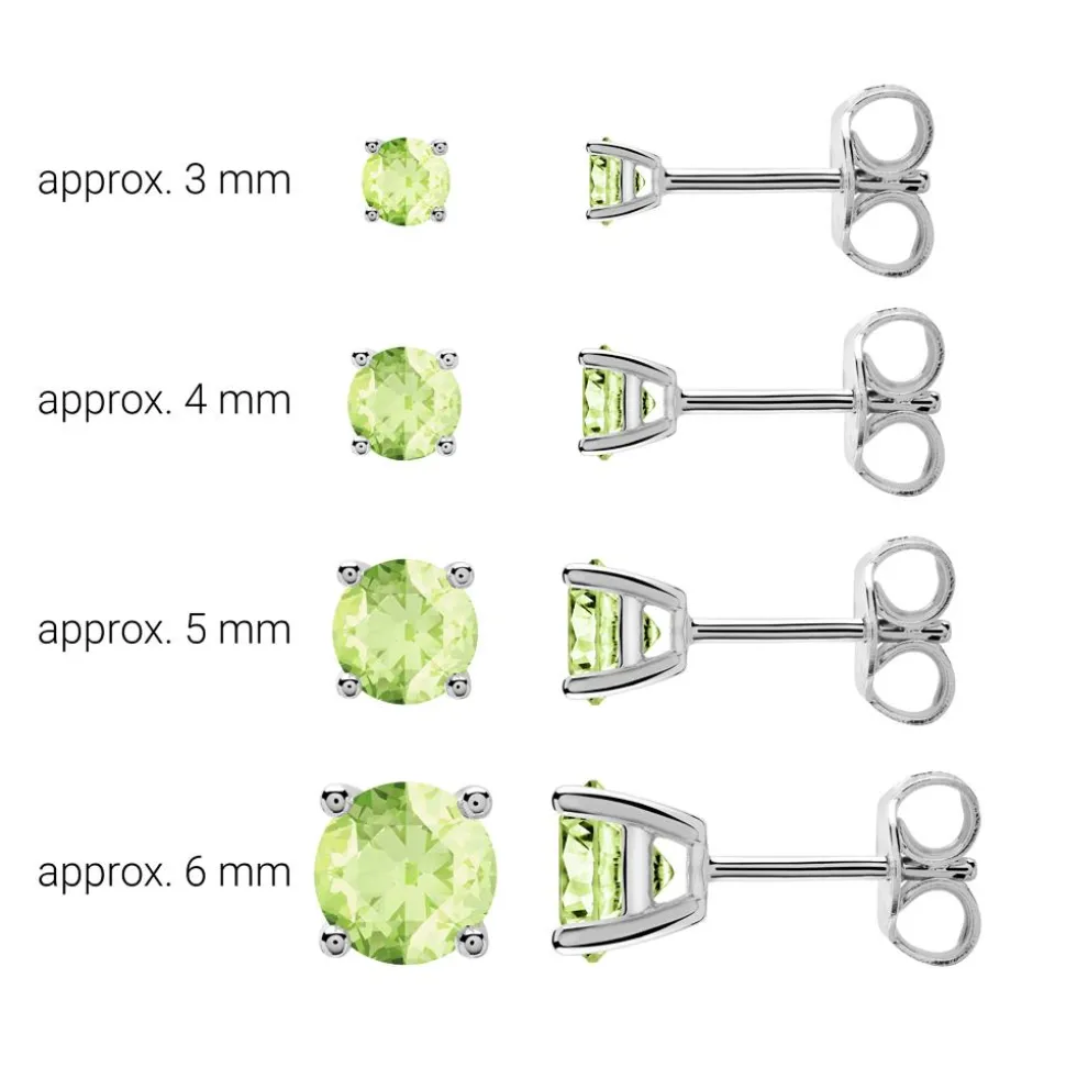 14 Karat Weißgold Ohrstecker für Damen mit Peridots BDE0022Pe-14KWSL