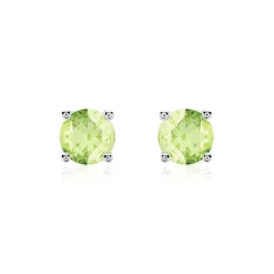 14 Karat Weißgold Ohrstecker für Damen mit Peridots BDE0022Pe-14KWSL