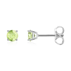 14 Karat Weißgold Ohrstecker für Damen mit Peridots BDE0022Pe-14KWSL