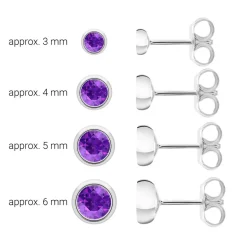 14 Karat Weißgold Ohrstecker für Damen mit Amethysten BDE0034Am-14KWSL