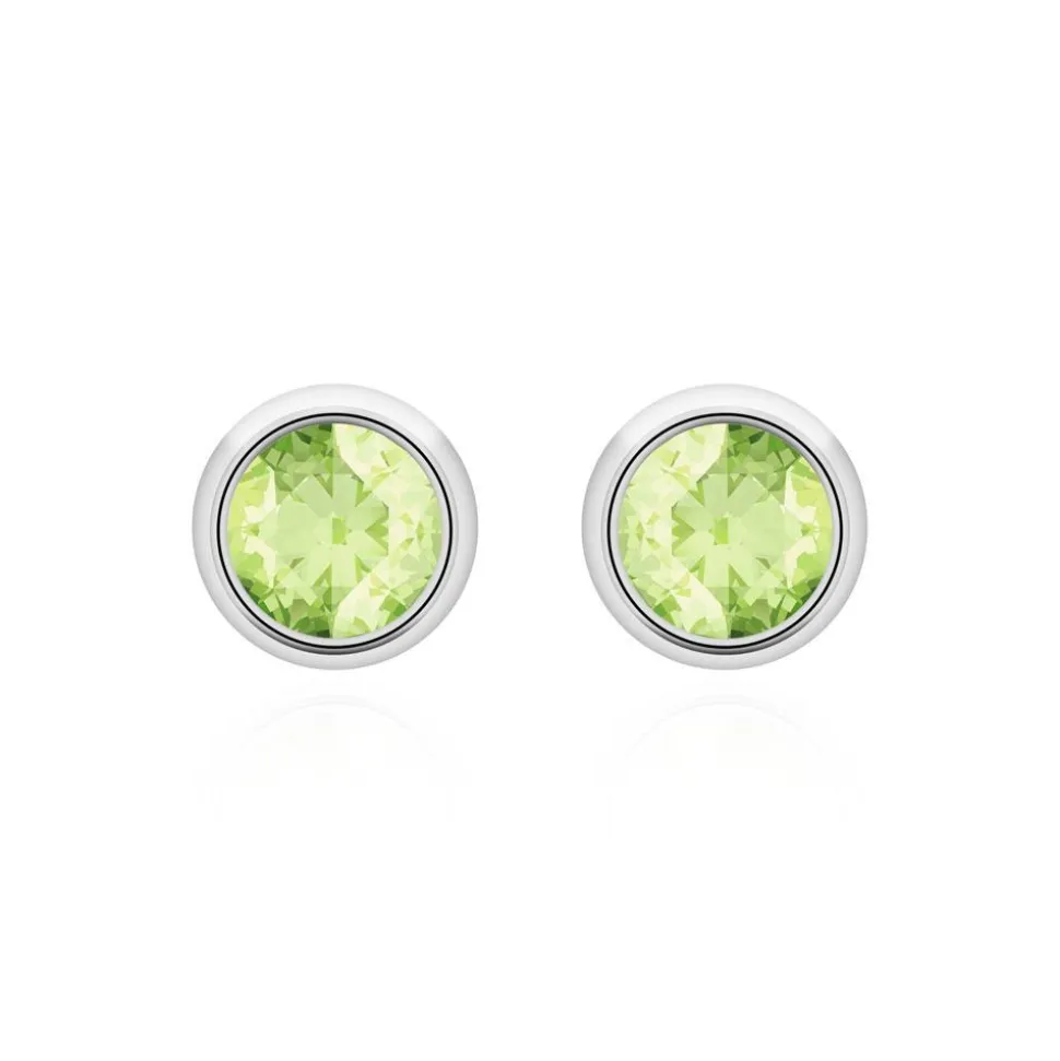 14 Karat Weißgold Ohrstecker für Damen mit Peridots BDE0034Pe-14KWSL