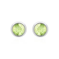 14 Karat Weißgold Ohrstecker für Damen mit Peridots BDE0034Pe-14KWSL