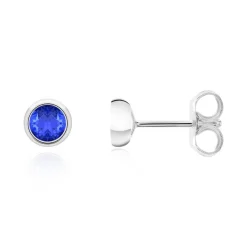 14 Karat Weißgold Ohrstecker für Damen mit Saphiren BDE0034Sa-14KWSL