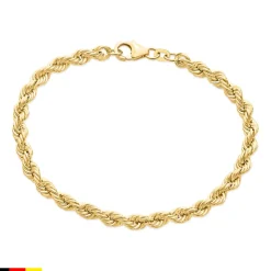 4,4 mm breites Kordelarmband aus 14 Karat Gold BIN1154-14KGSL