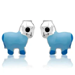 925 Silber Kinderohrstecker Pferd blau KE0028