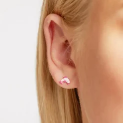 925 Silber Kinderohrstecker mit Delfinmotiv pink KE0014