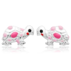 925 Silber Kinderohrstecker Schildkröte pink KE0038