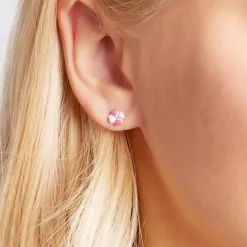 925 Silber Kinderohrstecker Kleeblatt pink rosa KE0044