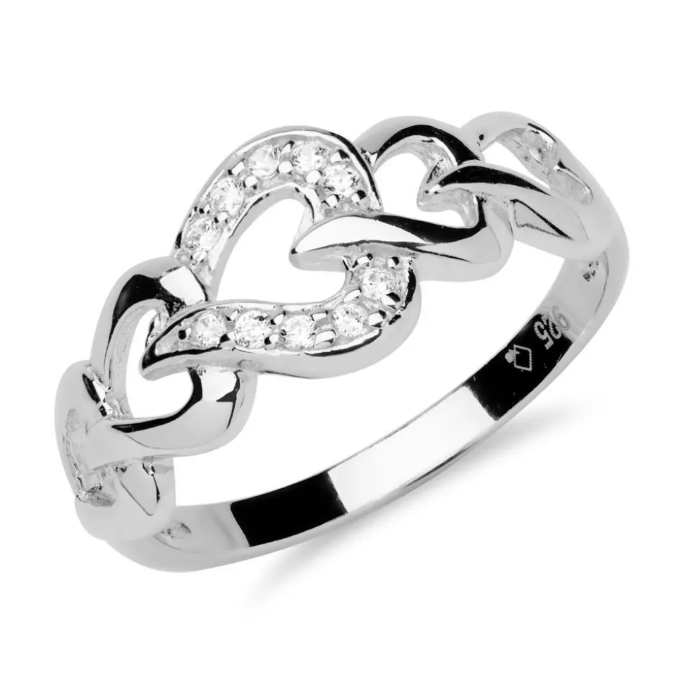 925 Silber Ring mit Herzen und Zirkonia SR0107