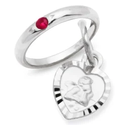 925 Silber Taufkette Rubin Engel KTR0034SLK