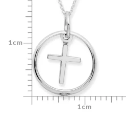 925 Silber Taufkette Zirkonia Kreuz KTR0052SLK