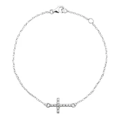 925 Silberarmband mit Kreuzanhänger Zirkonia SB0116