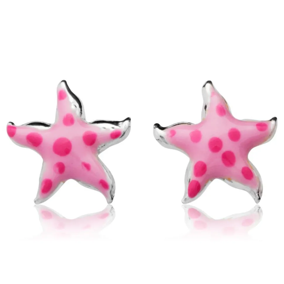 925 Silberohrstecker für Kinder rosa Sterne KE0062