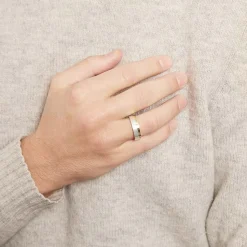 925 Silberring mit polierter goldener Kante R8536SL