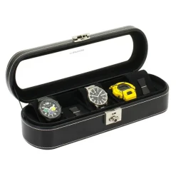 Abgerundeter Uhrenkasten schwarz für 5 Uhren 26106-2