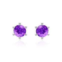 Amethyst Ohrstecker aus 585er Weißgold für Damen BDE0028Am-14KWSL