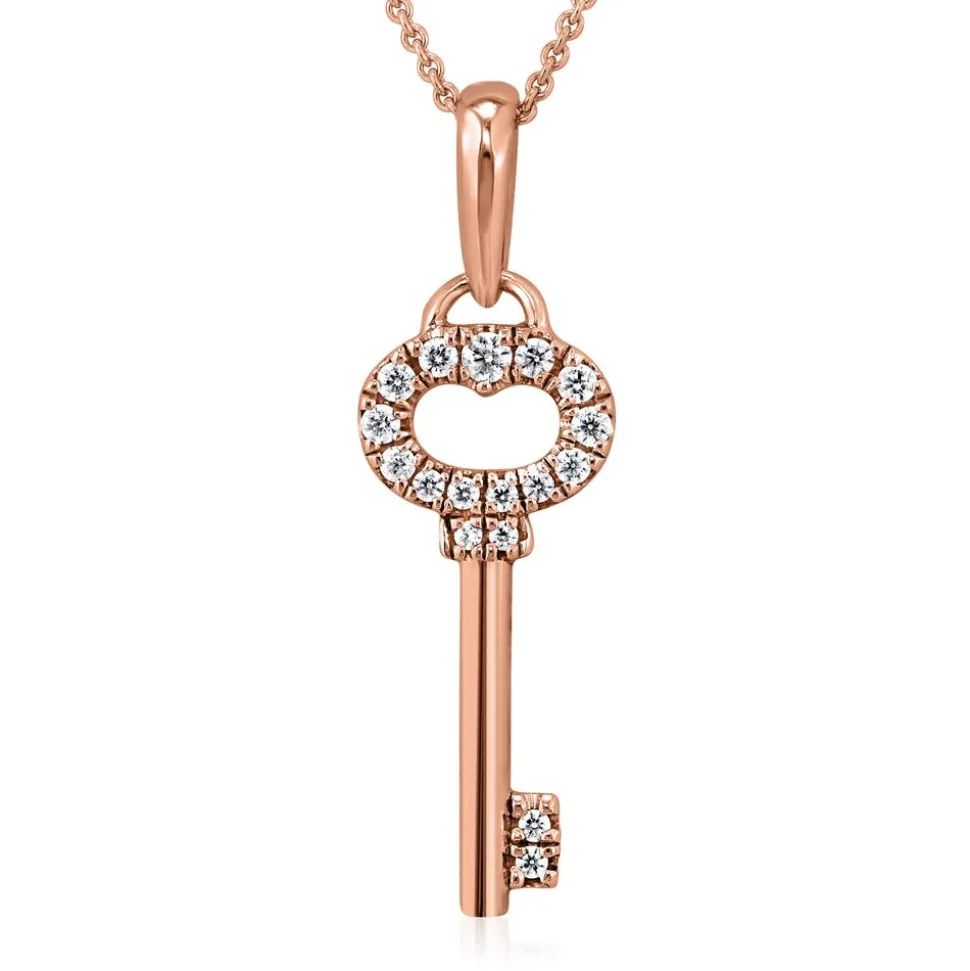 Anhänger Schlüssel aus Roségold mit Diamanten für Damen BDP0040-RSL