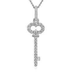 Anhänger Schlüssel mit Diamanten aus Weißgold, Platin BDP0042-WSL