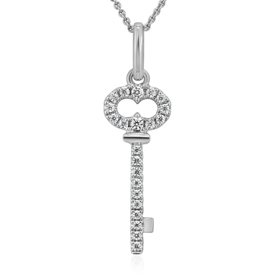 Anhänger Schlüssel mit Diamanten aus Weißgold, Platin BDP0042-WSL