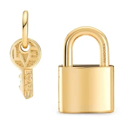 Anhänger Set Vorhängeschloss und Schlüssel, IP Gold 760088C01