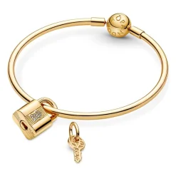 Anhänger Set Vorhängeschloss und Schlüssel, IP Gold 760088C01