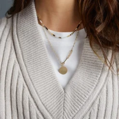 Arina Ciao Gravurkette aus Edelstahl mit Anhänger, gold 022287