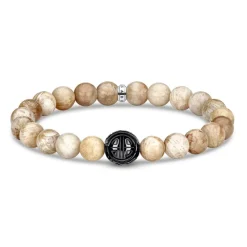 Armband aus beigem Jaspis und schwarzem Obsidian A1944-353-16