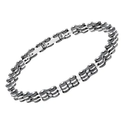 Armband aus Edelstahl in Schwarz und Silber B5233