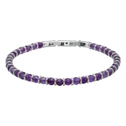 Armband aus Edelstahl mit lila Perlen B5268