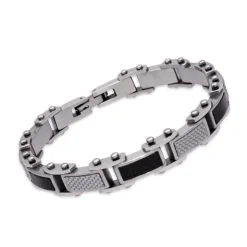 Armband Edelstahl Carboneinlagen 21cm LAB0094