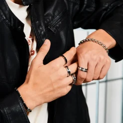 Armband Edelstahl runde Elementen 21,5cm B5003