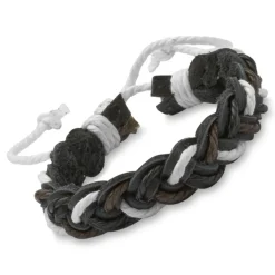 Armband Flechtdesign schwarz dunkelbraun weiß LB0392
