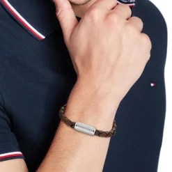 Armband für Herren aus hellbraunem Leder und Edelstahl 2790482