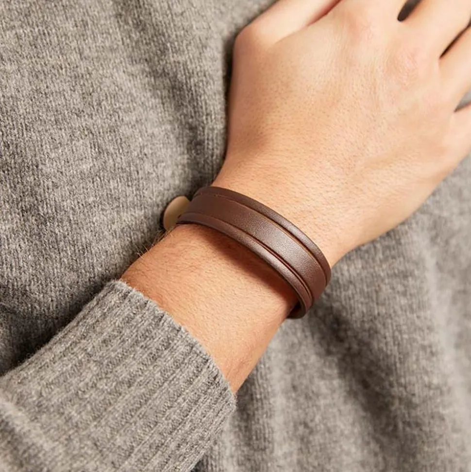 Armband mit Schlitzen Kunstleder braun LB0368SL