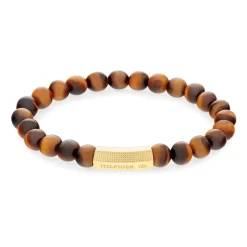 Armband mit Tigerauge, Kautschuk, Edelstahl, IP Gold 2790582