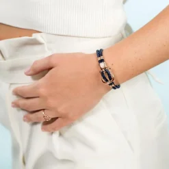 Armband Phinity aus marineblauem Leder PH-FSH-L-R-N