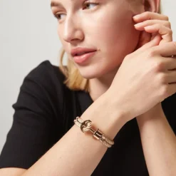 Armband Phrep aus Textil und Edelstahl, beige, rosé PH-FB-0029