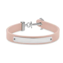 Armband Signum aus Edelstahl und Leder nude gravierbar PH-FSC-S-N-BL