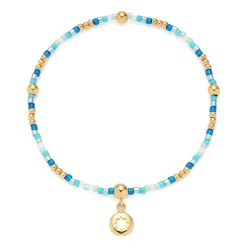 Armband Solea Ciao, türkise Glasperlen, Edelstahl, gold 023916