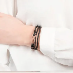 Armband Textil schwarz blau mit rosé Haken TXB0132