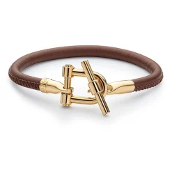 Armband T-Shackle aus Leder, braun PH004158