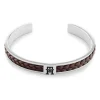 Armreif für Herren aus Edelstahl mit braunem Leder 2790489