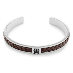 Armreif für Herren aus Edelstahl mit braunem Leder 2790489