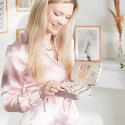 Aufbewahrung für Schmuck aus Kunstleder, rosa-metallic GET0051