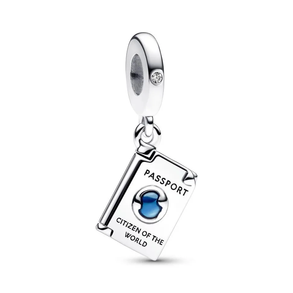 Aufklappbarer Charm Anhänger Reisepass aus 925er Silber 792680C01