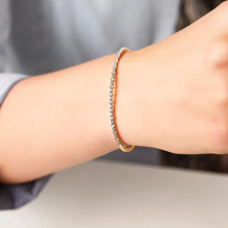 Aufklappbarer Damen-Armreif aus Gold mit Diamanten BDB0025-GSL