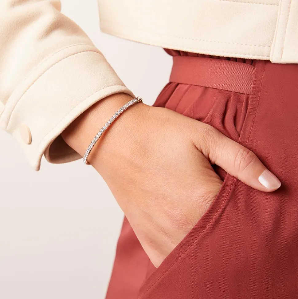 Aufklappbarer Diamantarmreif aus Roségold für Damen BDB0028-RSL